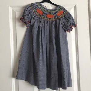 Girls Pumpkin Smocked Dress